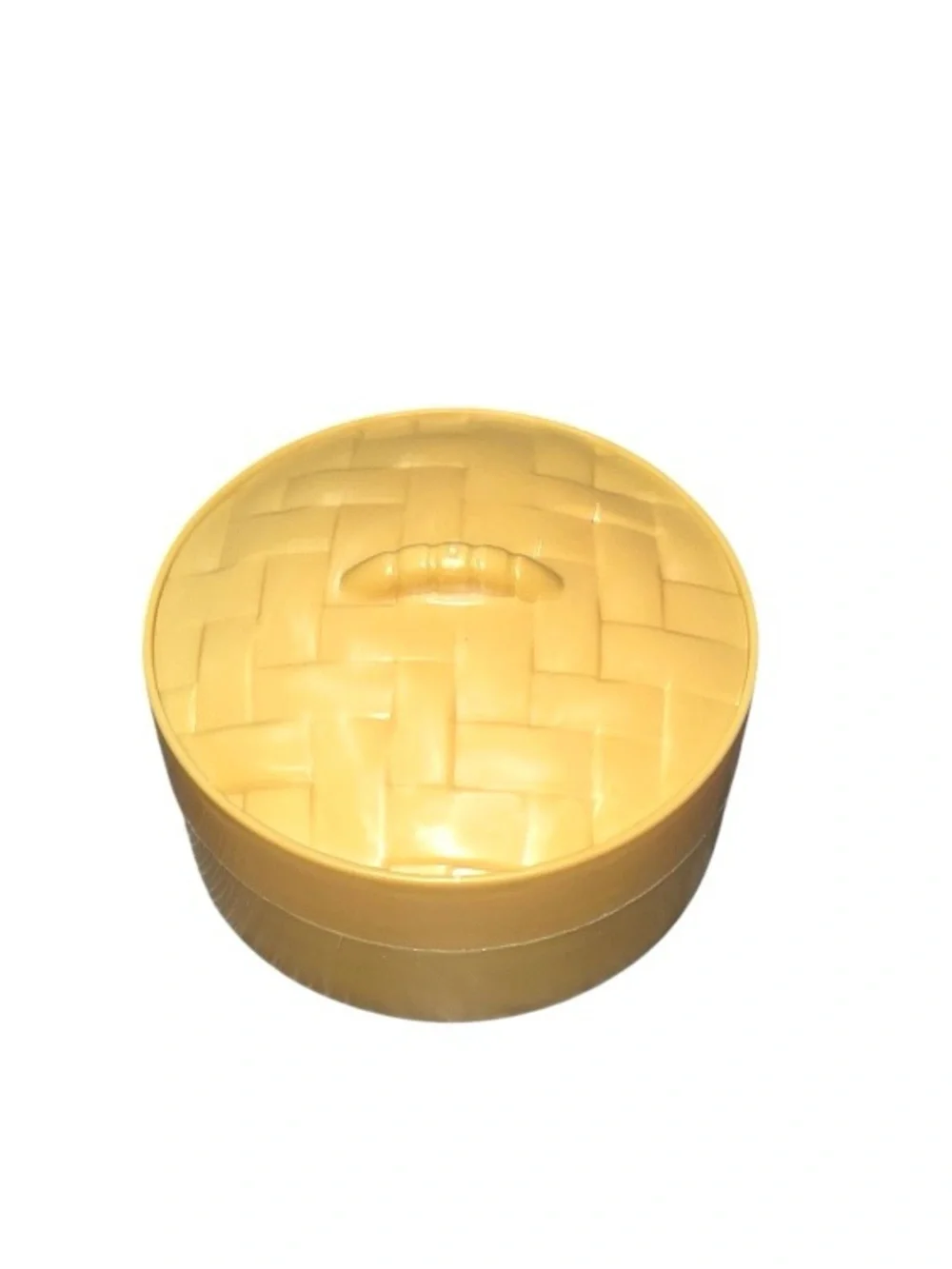 White & Pink Steamed Bun Trinket Box with Yellow Basket Lid